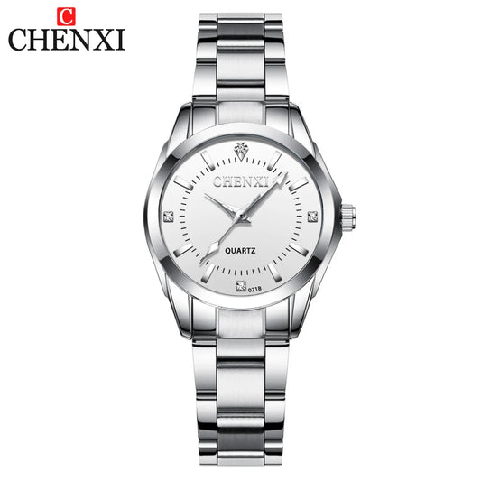 021B Women'S Watch Simple Design Luxury Stainless Steel Women Quartz Wristwatch Rhinestone Dial Watches Gift for Ladies