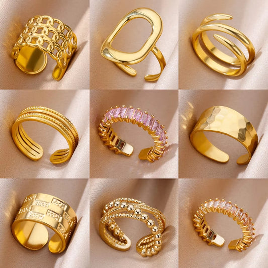 316L Stainless Steel Rings for Women Gold Color Never Fade Luxury Classic Rings Wedding Couple Rings Jewelry Free Shipping