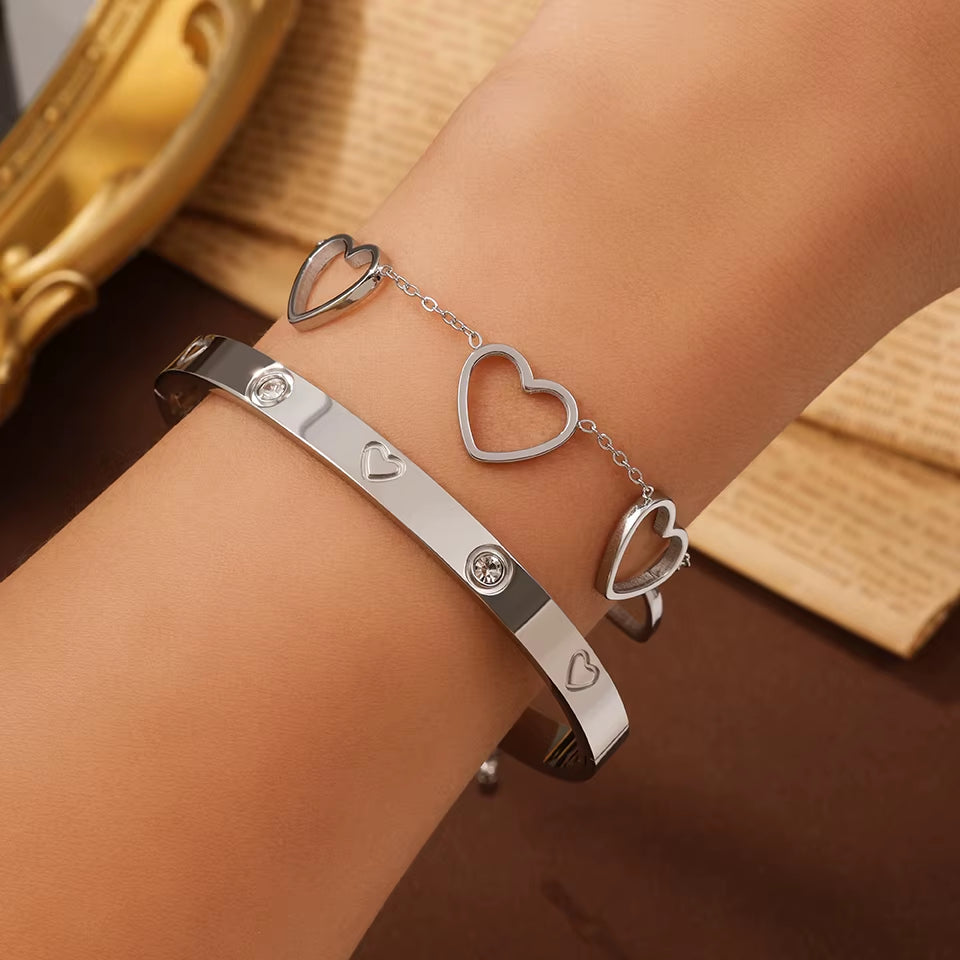 3PCS French Lucky Clover Women'S Bracelet Set High Quality Stainless Steel INS Hot Selling Bracelet Charm Feeling Jewelry Gift