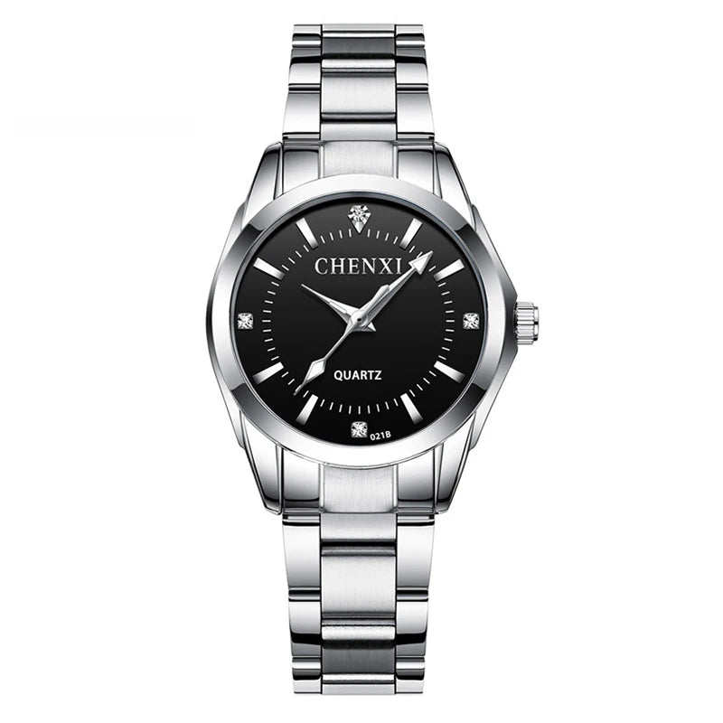 021B Women'S Watch Simple Design Luxury Stainless Steel Women Quartz Wristwatch Rhinestone Dial Watches Gift for Ladies