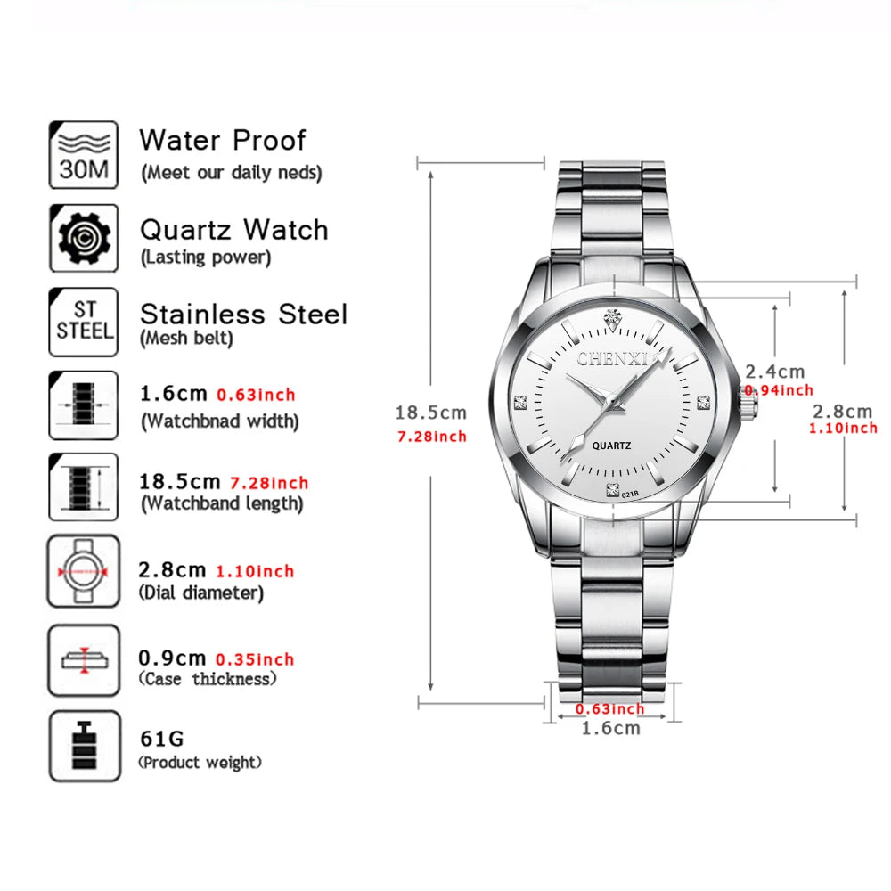 021B Women'S Watch Simple Design Luxury Stainless Steel Women Quartz Wristwatch Rhinestone Dial Watches Gift for Ladies