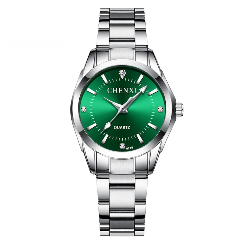 021B Women'S Watch Simple Design Luxury Stainless Steel Women Quartz Wristwatch Rhinestone Dial Watches Gift for Ladies