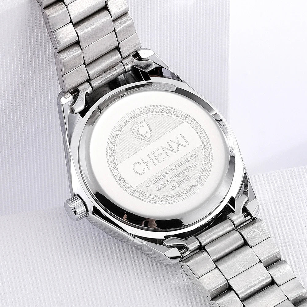 021B Women'S Watch Simple Design Luxury Stainless Steel Women Quartz Wristwatch Rhinestone Dial Watches Gift for Ladies